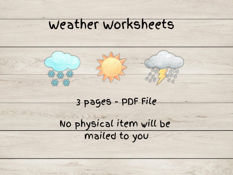 Weather Matching Worksheets - PDF Instant Download - Etsy
