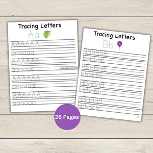 Hojas de trabajo para trazar letras: una página para cada letra. Practique la escritura de letras. Hoja de trabajo imprimible. 26 páginas. Archivo PDF
