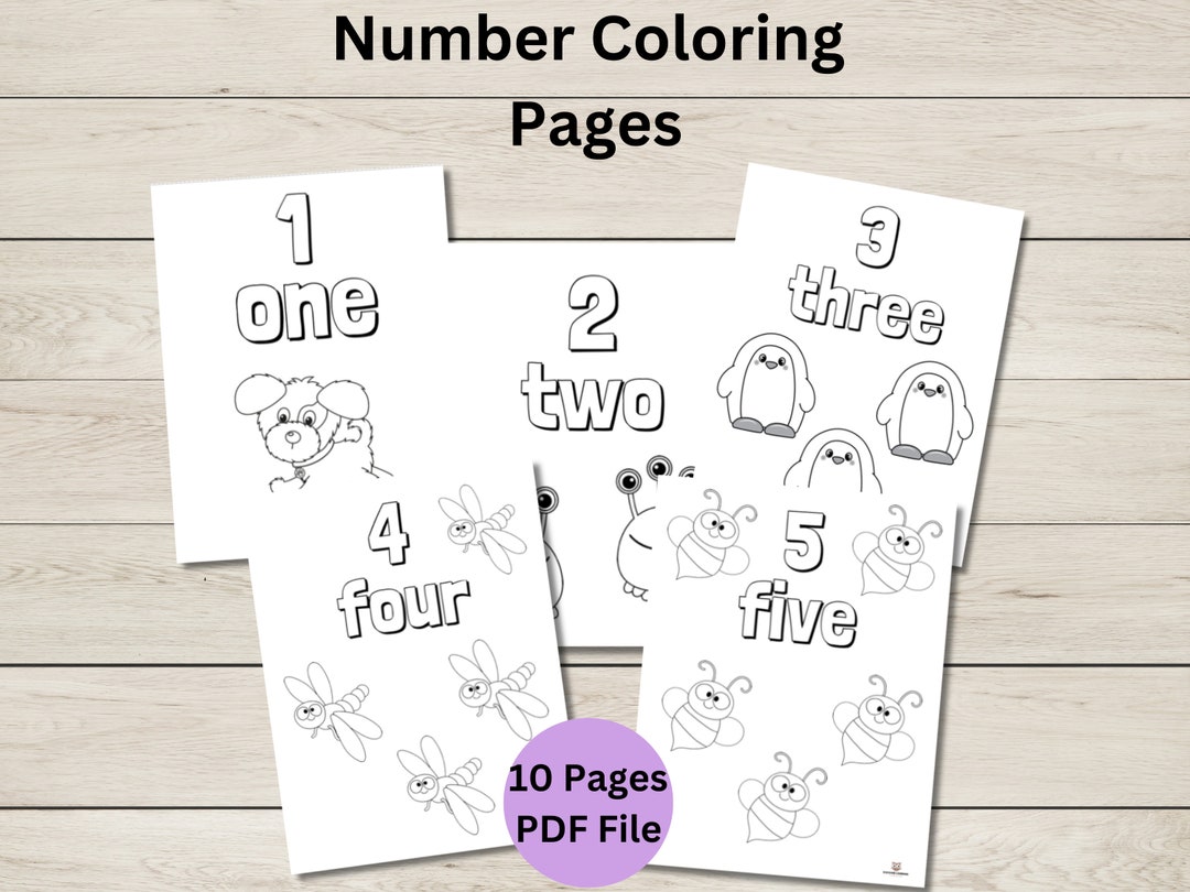 Number Coloring Book One Page for Each Number Numbers 1 to 10 Instant ...