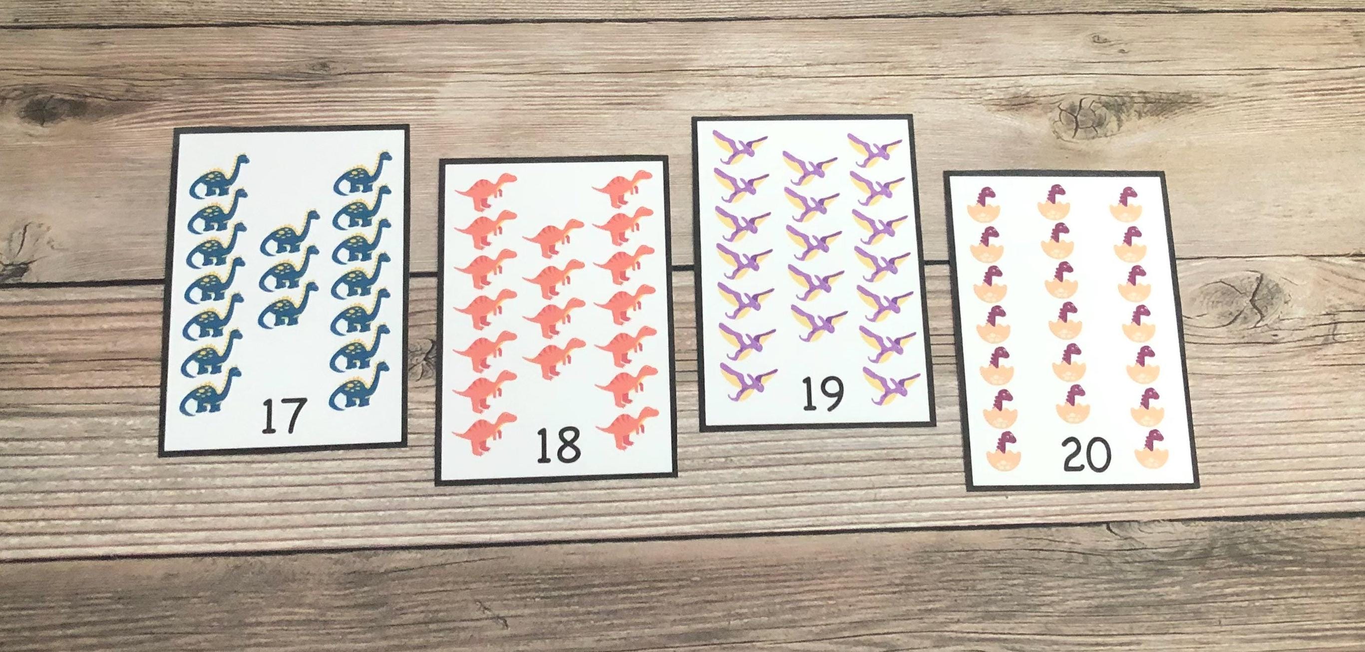 Dinosaur Number Flash Cards - Counting to 20, Laminated With Zip Pouch ...