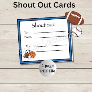 Shout Out Cards - Sports - Teacher Shout Out Cards - Printable PDF File - Encouragement Cards - Reward Cards - Compliment