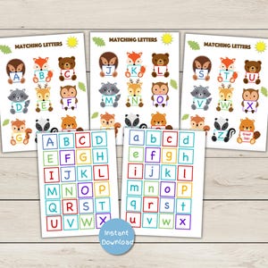 Juego de emparejar letras - Empareja letras mayúsculas y minúsculas - Reconocimiento de letras - Descarga instantánea - Actividad imprimible