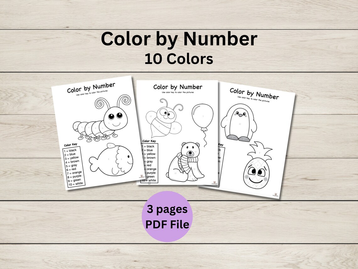 Color By Number Paper.pdf Color by Number Pages - Printable Coloring Pages - PDF File - Etsy