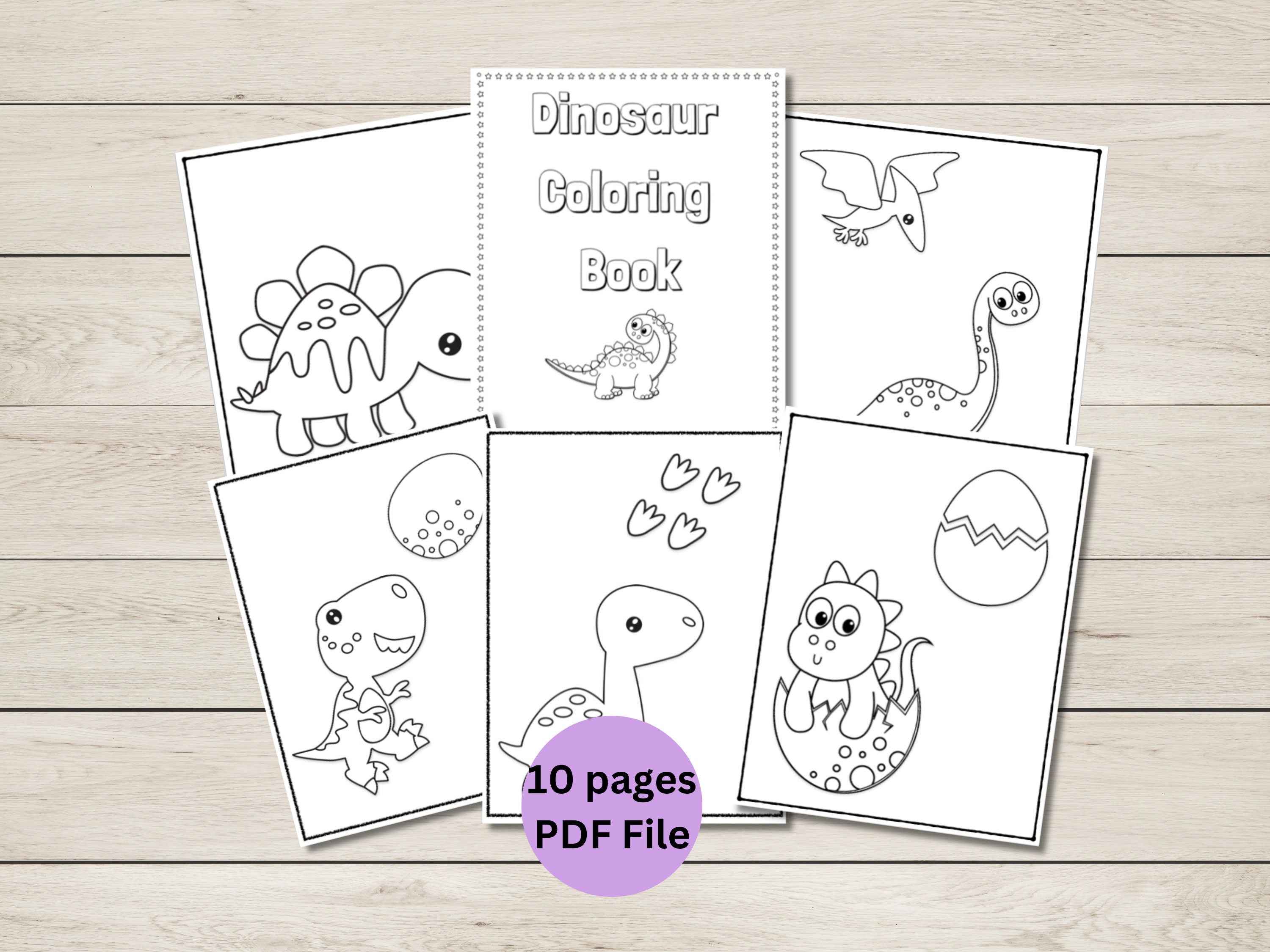 Dinosaur Coloring Book: 10 Printable Pages (PDF File) - Etsy