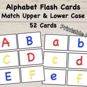 Tarjetas Flash del Alfabeto Rojo, Amarillo y Azul, Letras Mayúsculas y Minúsculas, 52 Tarjetas - Descarga Digital PDF