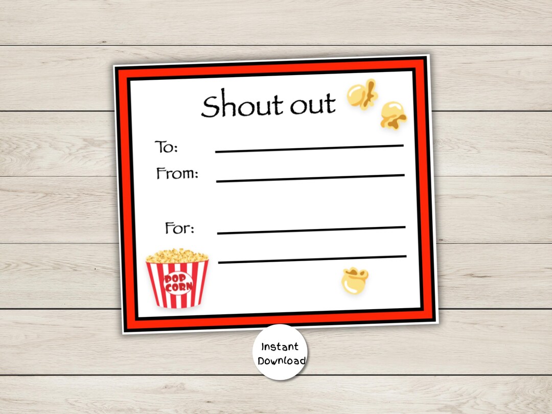 Popcorn Compliments Popcorn Shout Out Cards - Teacher or Staff Compliment Cards - Etsy
