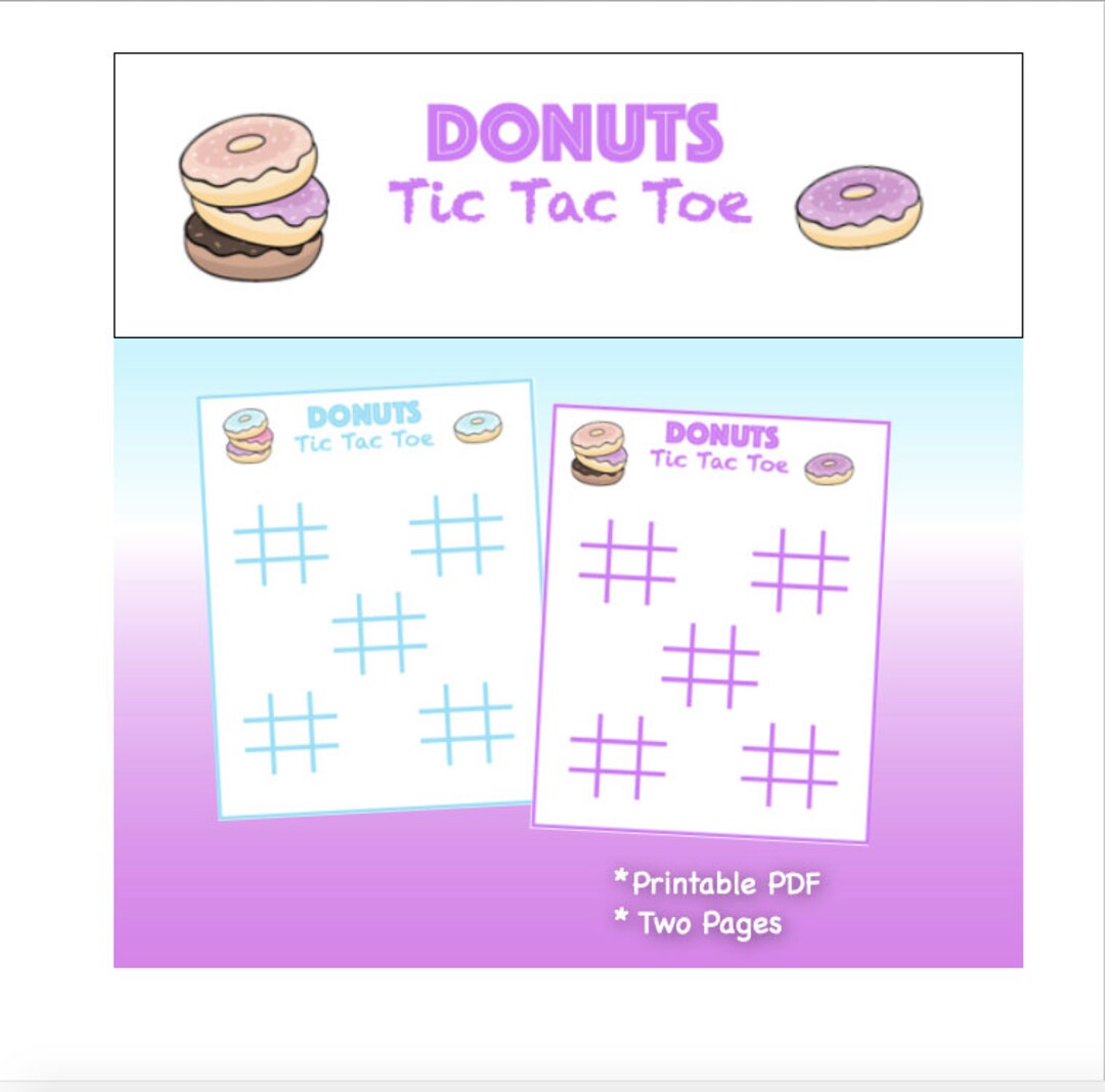 Donuts Tic Tac Toe Game Printable Party Game, Classroom Game, Road Trip ...