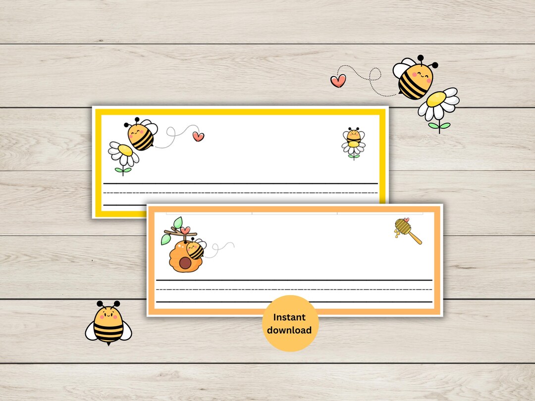 Desk Name Plate - Bees - 2 Designs - PDF File - Instant Download - Etsy