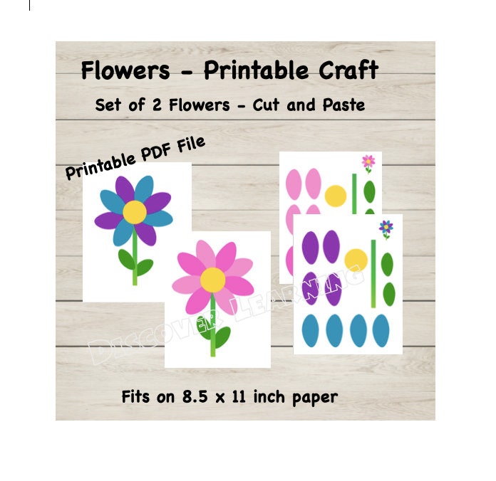 Flower Printable Craft Kids Activity Cut and Paste Activity - Etsy