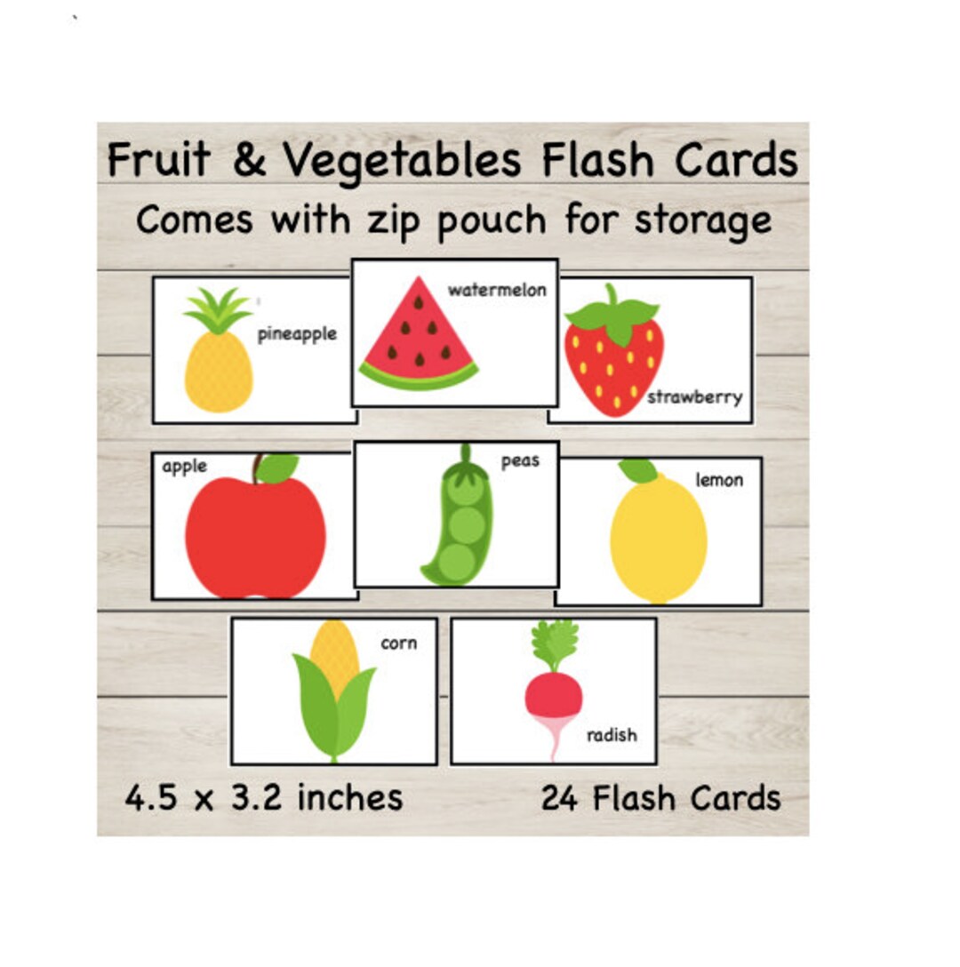Tarjetas didácticas de frutas y verduras Laminadas, vienen con bolsa ...