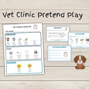 Dierenkliniek Fantasiespel - onderzoeksformulier - doktersvoorschrift - receptformulier en herinneringskaarten afspraak - pdf