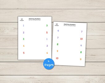 Number Worksheets 1 to 20 - Matching - Number Recognition - PDF