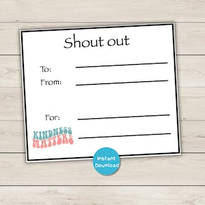 Shout Out Cards - Kindness Matters - Staff Shout Out Cards -Compliment Cards