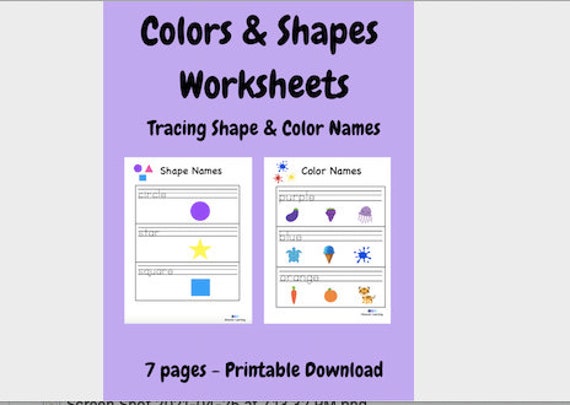 colors shapes worksheets digital download 7 worksheets for etsy