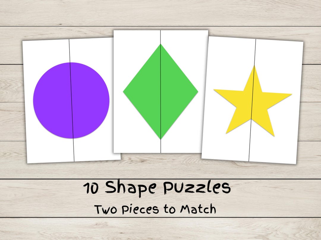 Printable Puzzles - Shapes - Matching Game - Printable Activity - Etsy