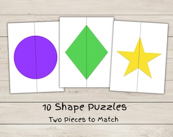 10 Shape Puzzles - Matching Game - Printable Activity