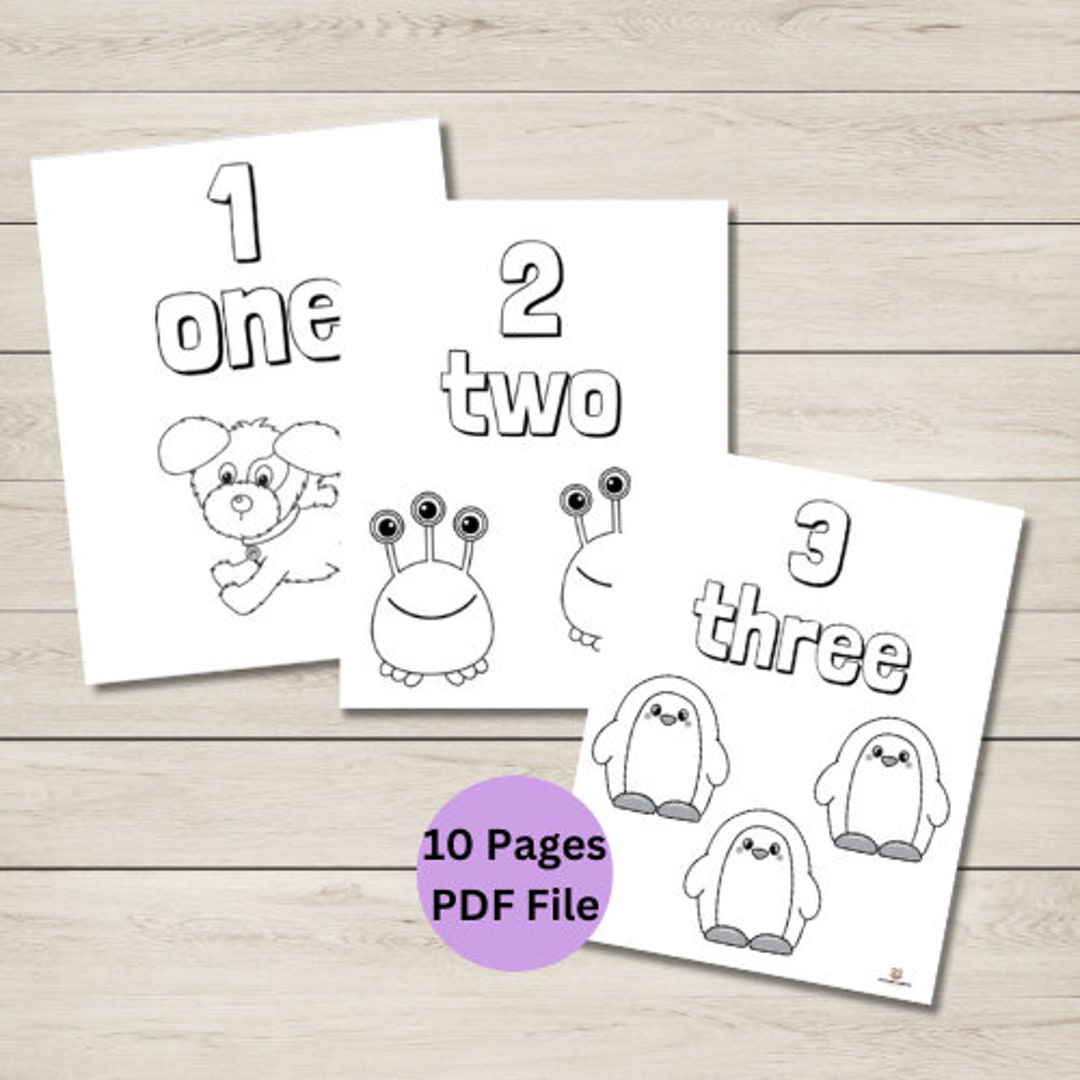 Numbers Coloring Pages - Counting to 10 - Instant Download PDF - Etsy