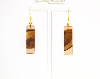 Earrings wood resin Modern earrings Exotic wood earrings Natural earrings Wood earrings