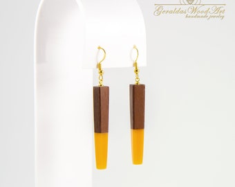 Earrings wood resin Resin craft earrings Exotic wood earrings Wooden earrings Elegant earrings