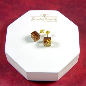 Natural earrings Exotic wood earrings Earrings wood resin Rectangles earrings Wooden earrings