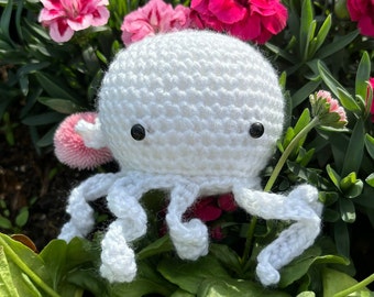 mini white octopus - handmade crochet octopus
