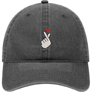 KPOP Finger Snap Heart - Dad Hat - Low Profile Pigment Dyed (Faded Color) Washed Baseball Cap