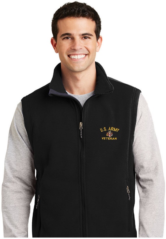 US Army Veteran Black Fleece Vest 