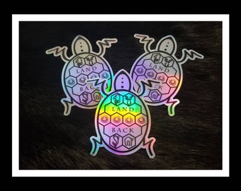 Land Back Holographic Sticker Turtle Regular Size Island Stickers Weather Resistant Water Resistant Sturdy Non Scratch