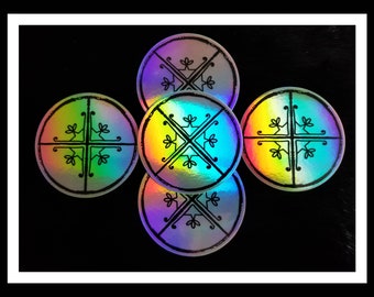 Medicine Wheel Holographic Sticker Wabanaki Double Curved Motifs Stickers Curve Motif Circular