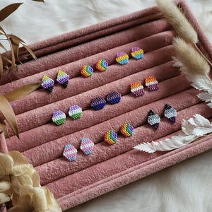 Beaded Pride Flag Stud Earrings