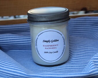 Raspberry Sangria Candle | 100% Soy Wax | Wine Inspired | Scented 8oz Candle