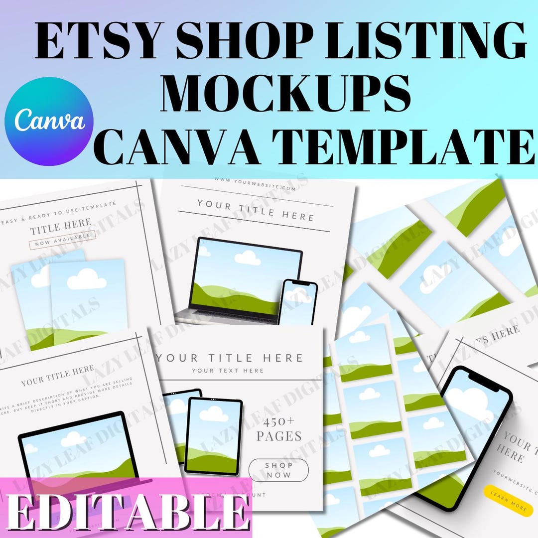 Digital Etsy Shop Listing Mockup Canva Template | Editable Template - Etsy