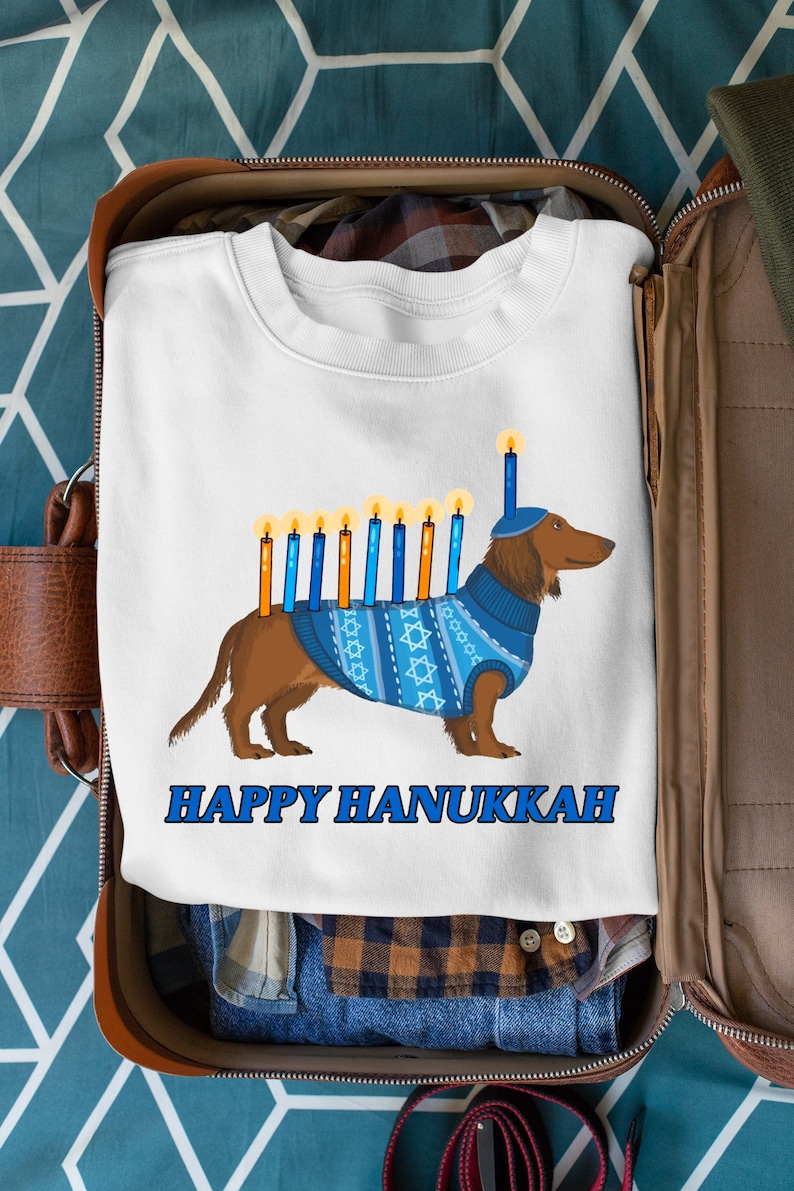 Weiner Dog Menorah Hoodie Happy Hanukkah Sweatshirt Etsy