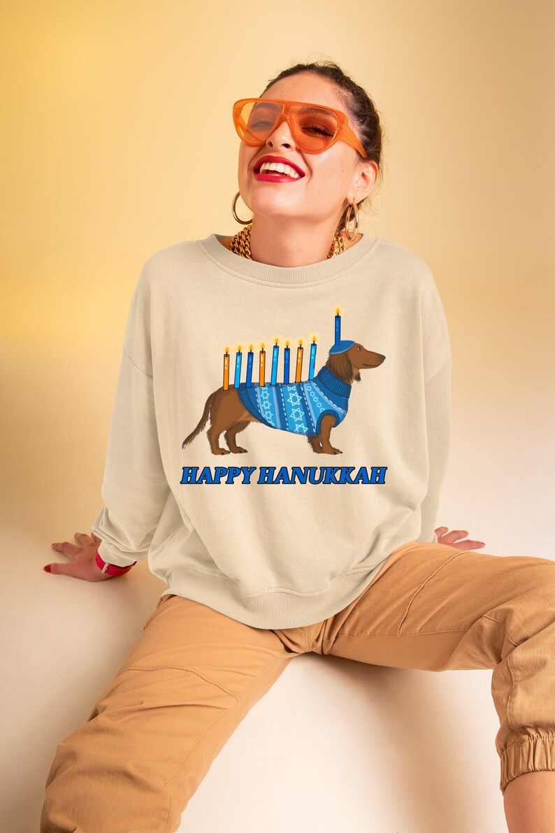 Weiner Dog Menorah Hoodie Happy Hanukkah Sweatshirt Etsy