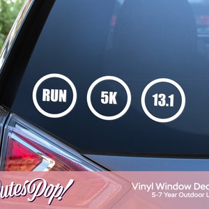 Running Vinyl Decal 1.5&quot; Window Stickers, 5K, 10K, 13.1 mile, 26.2 mile, 50K, 50 mile, 100K, 100 mile, Run, Car Decal, Half marathon