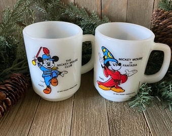 Anchor Hocking Pepsi Collector Series Mugs Mickey Mouse Walt Disney Productions. Lot of 2