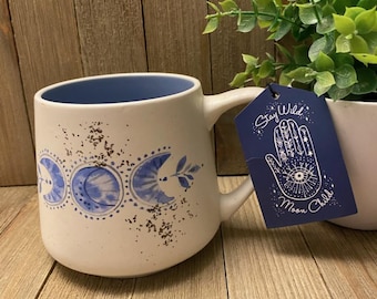 Stay Wild Moon Child Mug, Boho Celestial Coffee Cup, Moon Phases Mug, Bohemian Moon Mug, Witchy Gift, Cosmic Coffee Mug, 18oz Ceramic Cup