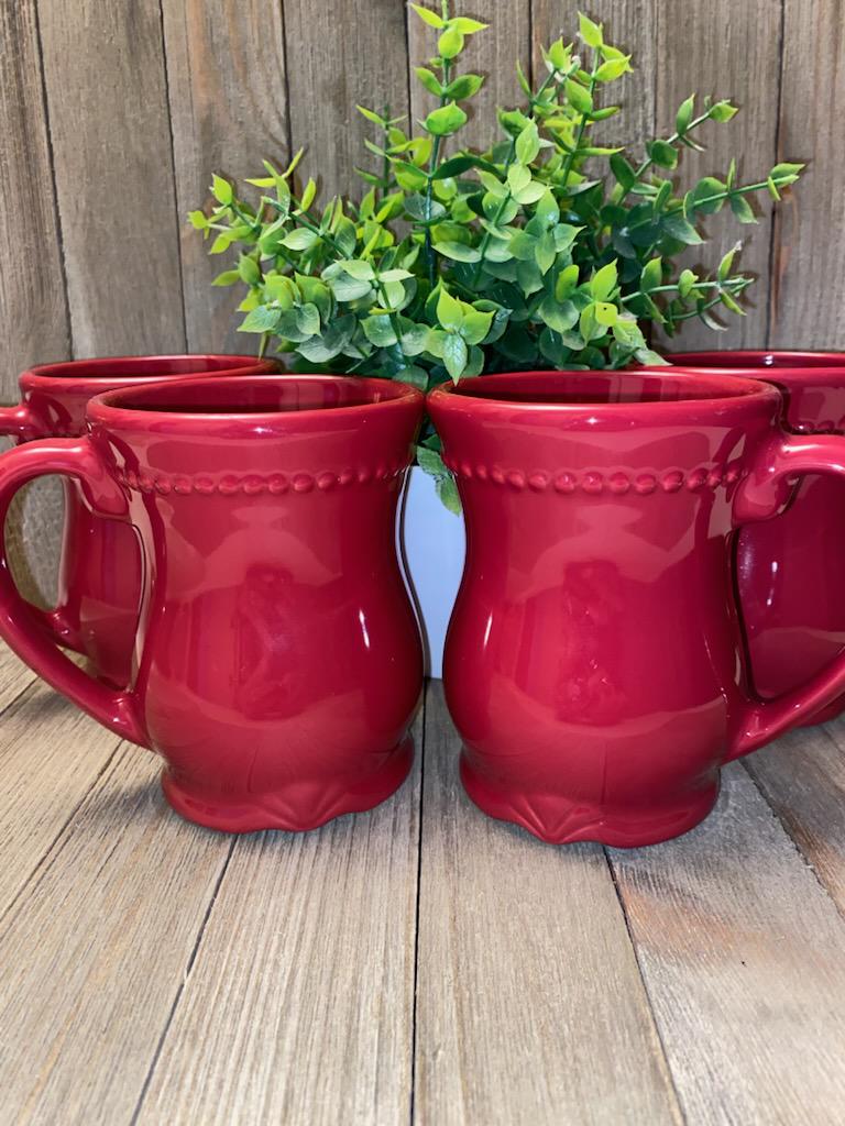 【希少】Princess House　プリンセスハウス　コーヒーカップ Princess House Pavilion Berry Red Coffee Mugs Set of 4 | 12 Oz