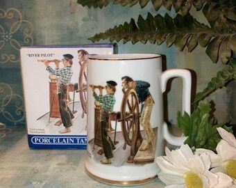 Vintage Norman Rockwell Tankard from the Seafarers Collection” River Pilot”