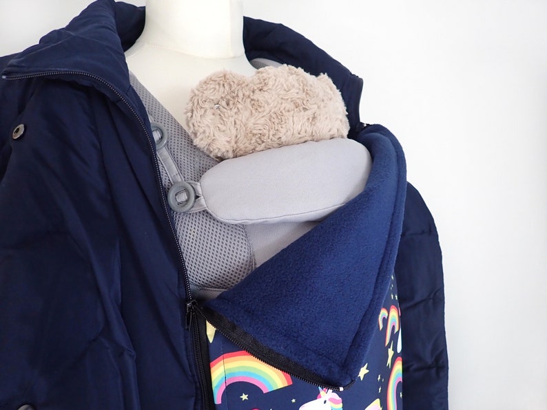 Baby wearing jacket extender navy blue rainbow & unicorns Etsy