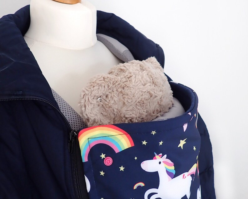 Baby wearing jacket extender navy blue rainbow & unicorns Etsy