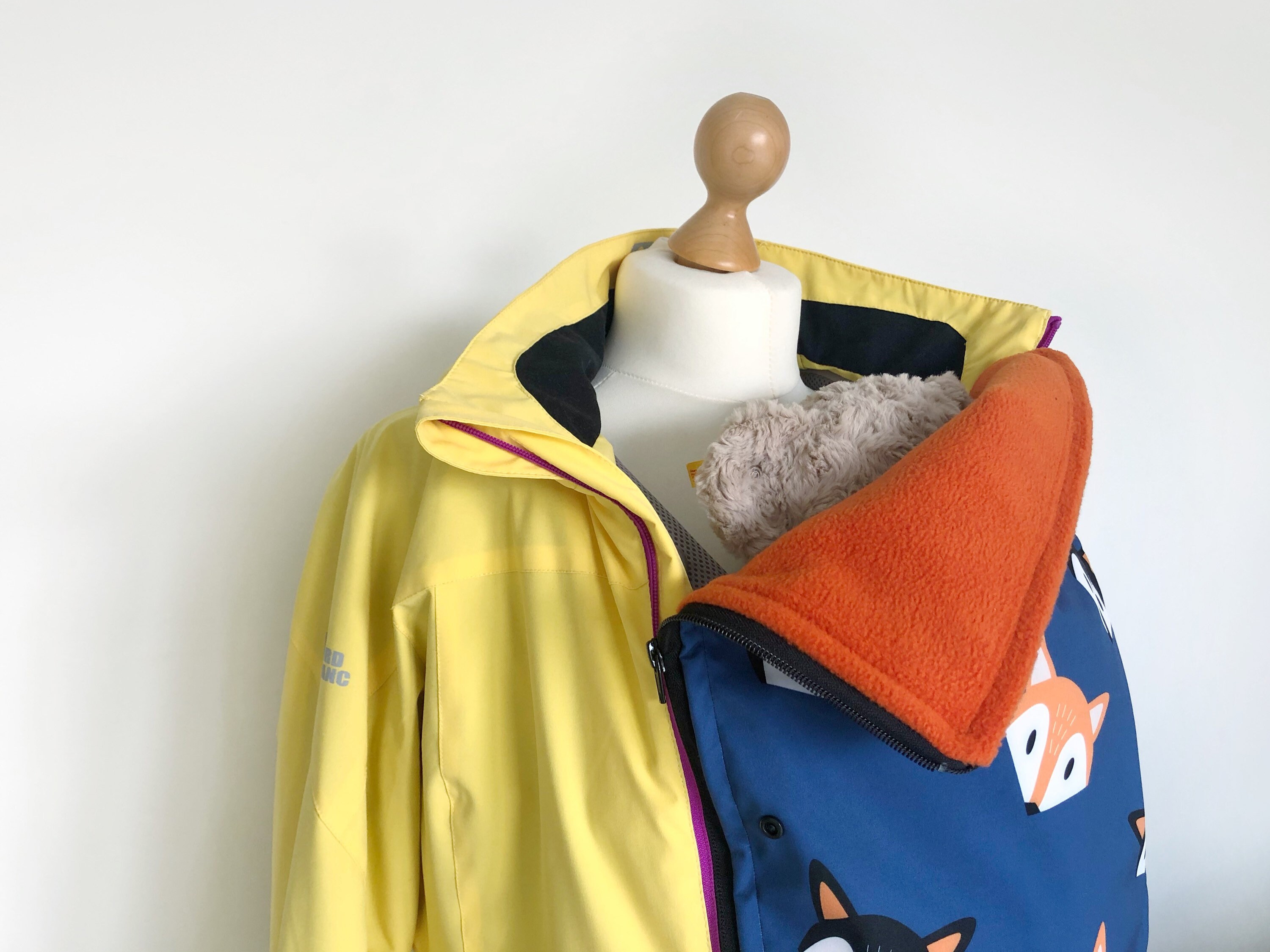 Baby wearing jacket extender petrol blue foxes Bespoke Etsy