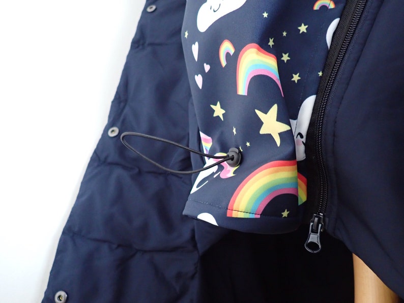 Baby wearing jacket extender navy blue rainbow & unicorns Etsy