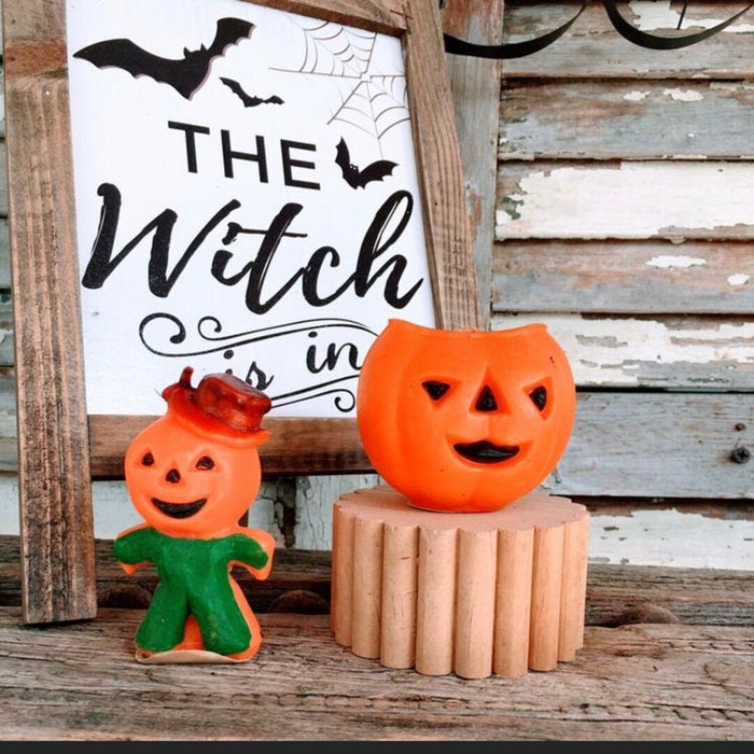 Vintage Halloween Candle Gurley Pumpkin Pumpkin Head Etsy