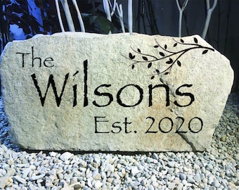 Large Personalized CARVED Stone.  Address Stone or Name.  Free Carving, Text, & Graphics - Free Shipping