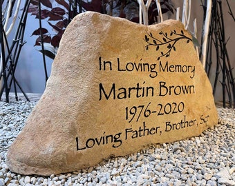 Large CARVED Stone Marker.   Nice engraved Memorial.  Free Carving - Free Shipping