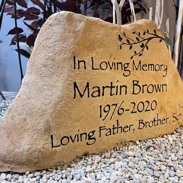 Large CARVED Stone Marker.   Nice engraved Memorial.  Free Carving - Free Shipping