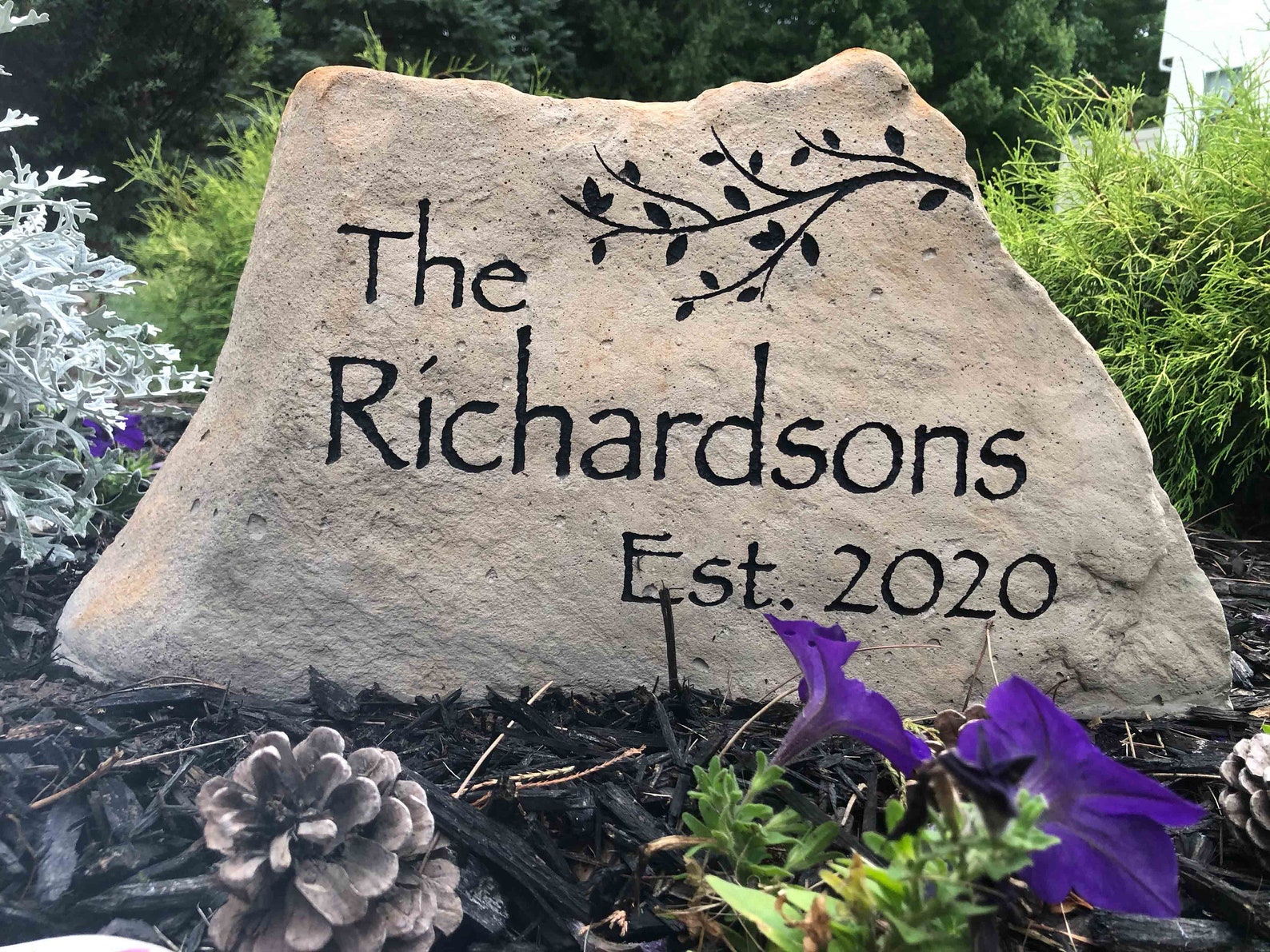 Name Engraved Stone - Gray
