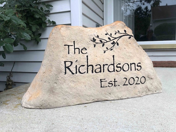Custom NAME or ADDRESS Engraved Stone - Great Gift. Free Carving, Design,  Text, Graphics. Free Shipping - Etsy