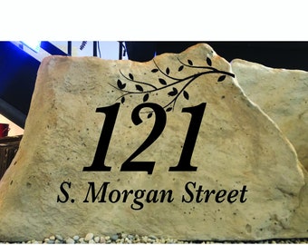 Custom Address Stone Marker – Personalized Outdoor Sign, Free Design